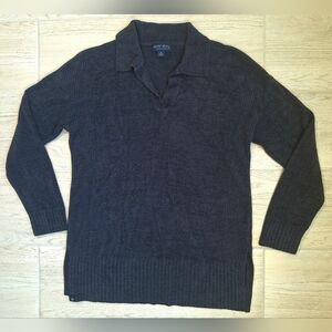 Barefoot Dreams Women's Blue Rib Collar Cozy Chic Ultra Lite Soft Sweater Small